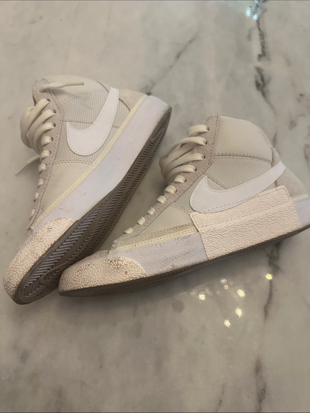Nike High-Top Sneakers in White w/ Cream Accent - Picture 2 of 7
